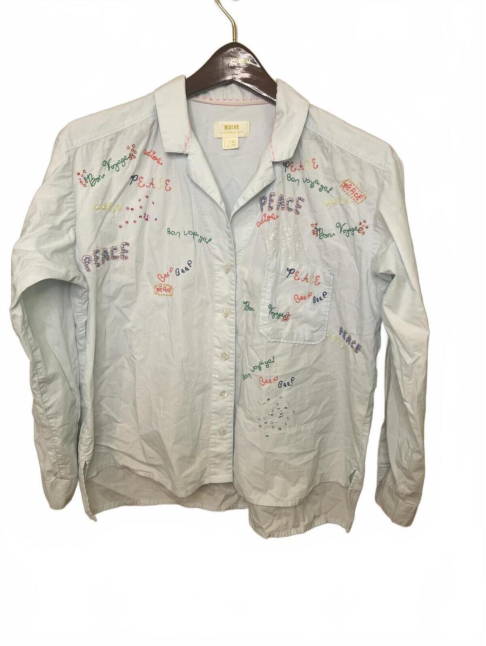 Anthropologie Maeve "Clarissa" High-Low Embroidered Button Down Shirt Size 4 - Picture 4 of 14